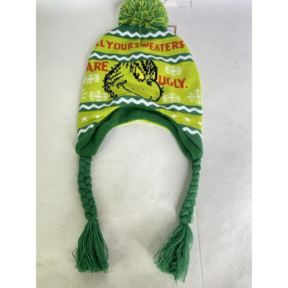 The Grinch Knit Lined Laplander Beanie Hat Youth Kids Boys Girls OSFM